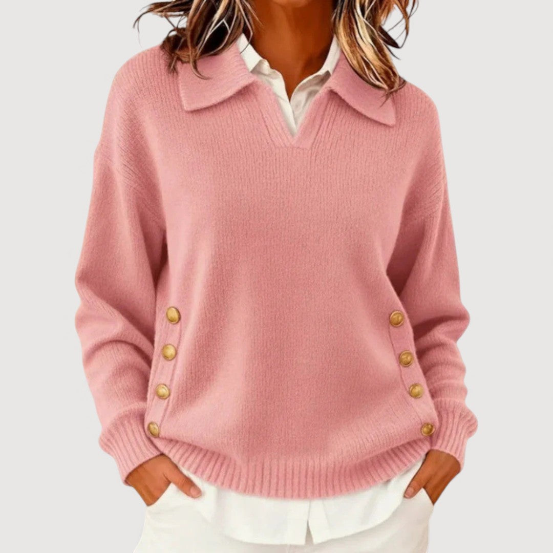 Marla | Strickpullover mit V-Ausschnitt und Kragen