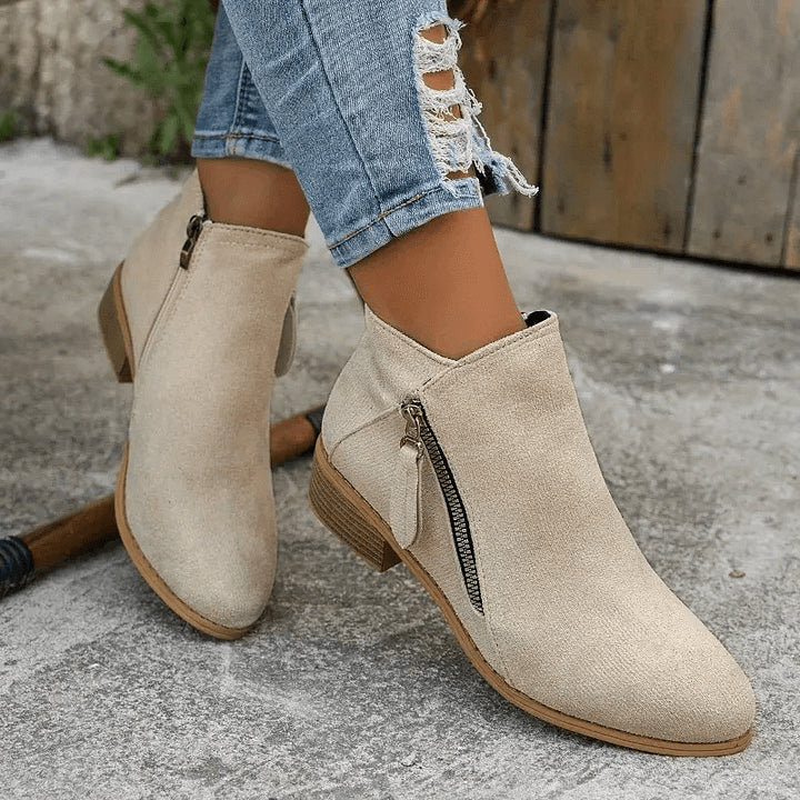 Damenstiefeletten im Vintage-Stil aus Stoff