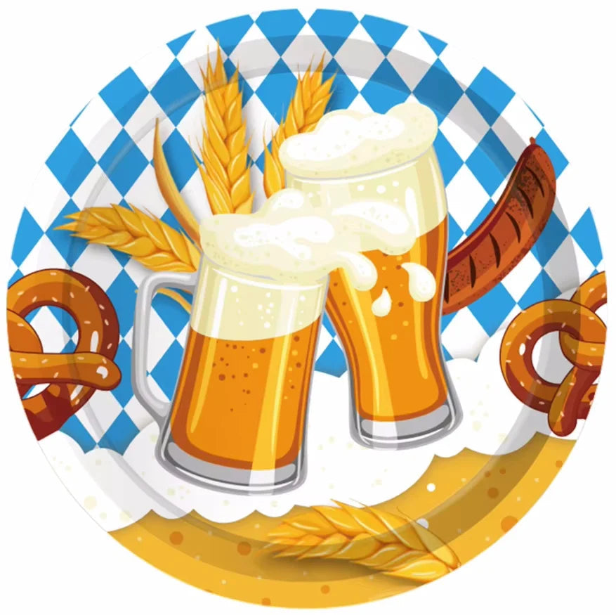 Party-Geschirr-Set | Oktoberfest Bayerisches Design | 76-teiliges Einweg-Set | Einfache Reinigung