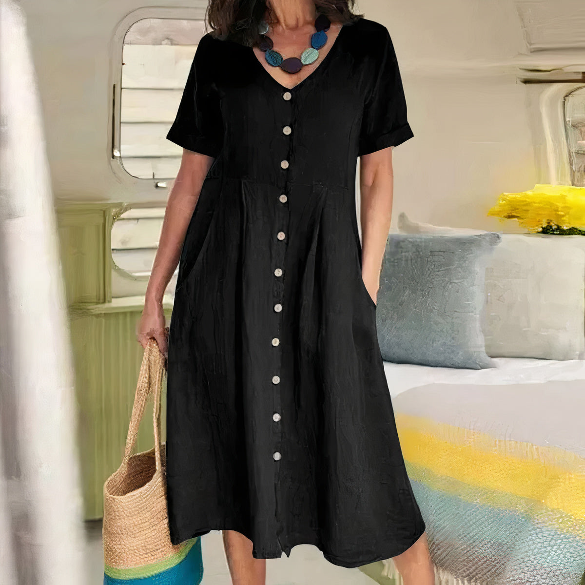 Bella - Maxikleid Mit V-Ausschnitt