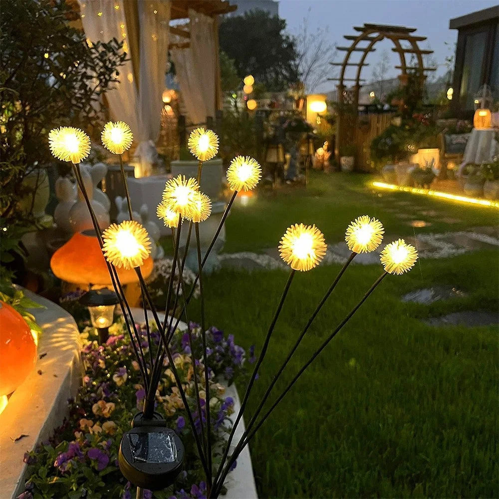 SolarGlow Solar-Löwenzahnlampen | 6-Flammen LED-Rasenlampe | Stetiger & Blinkmodus | Garten- und Landschaftsdekoration