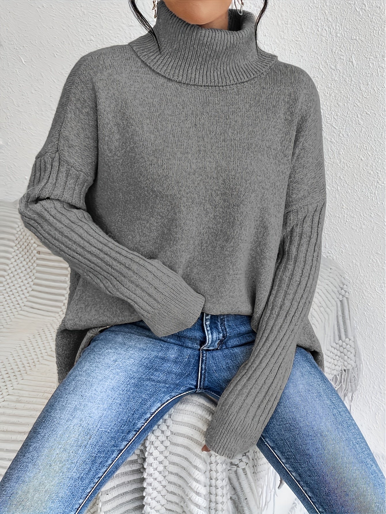 Tahlia – Lässiger Langarm-Pullover mit hohem Kragen