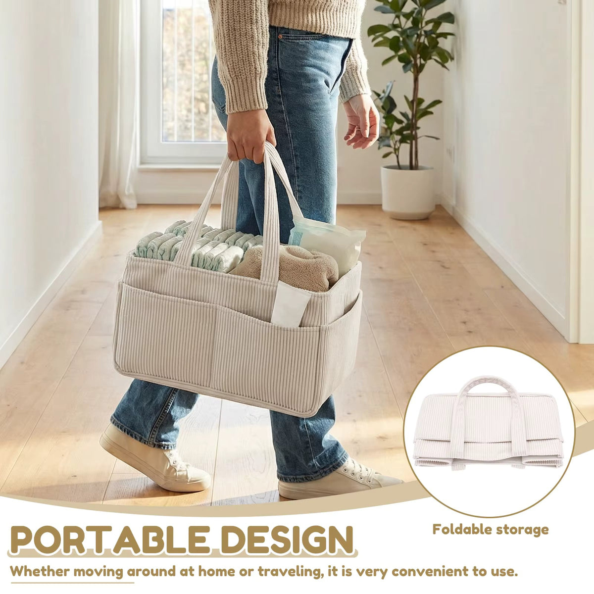 Falt Samt und Filz faltbare Wickeltasche mit vielen Taschen