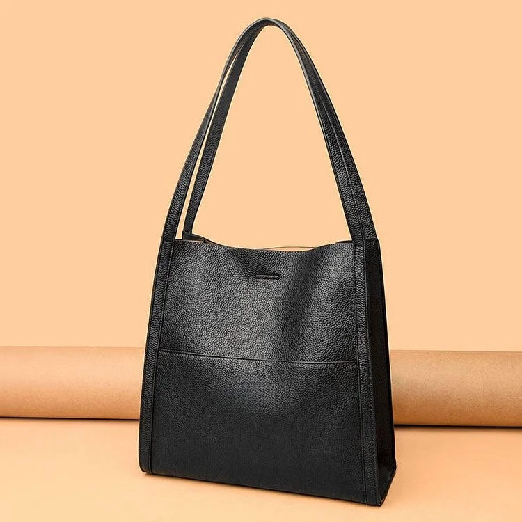 Annarosa – Einfarbige, Schlichte Schultertasche Aus Echtem Leder
