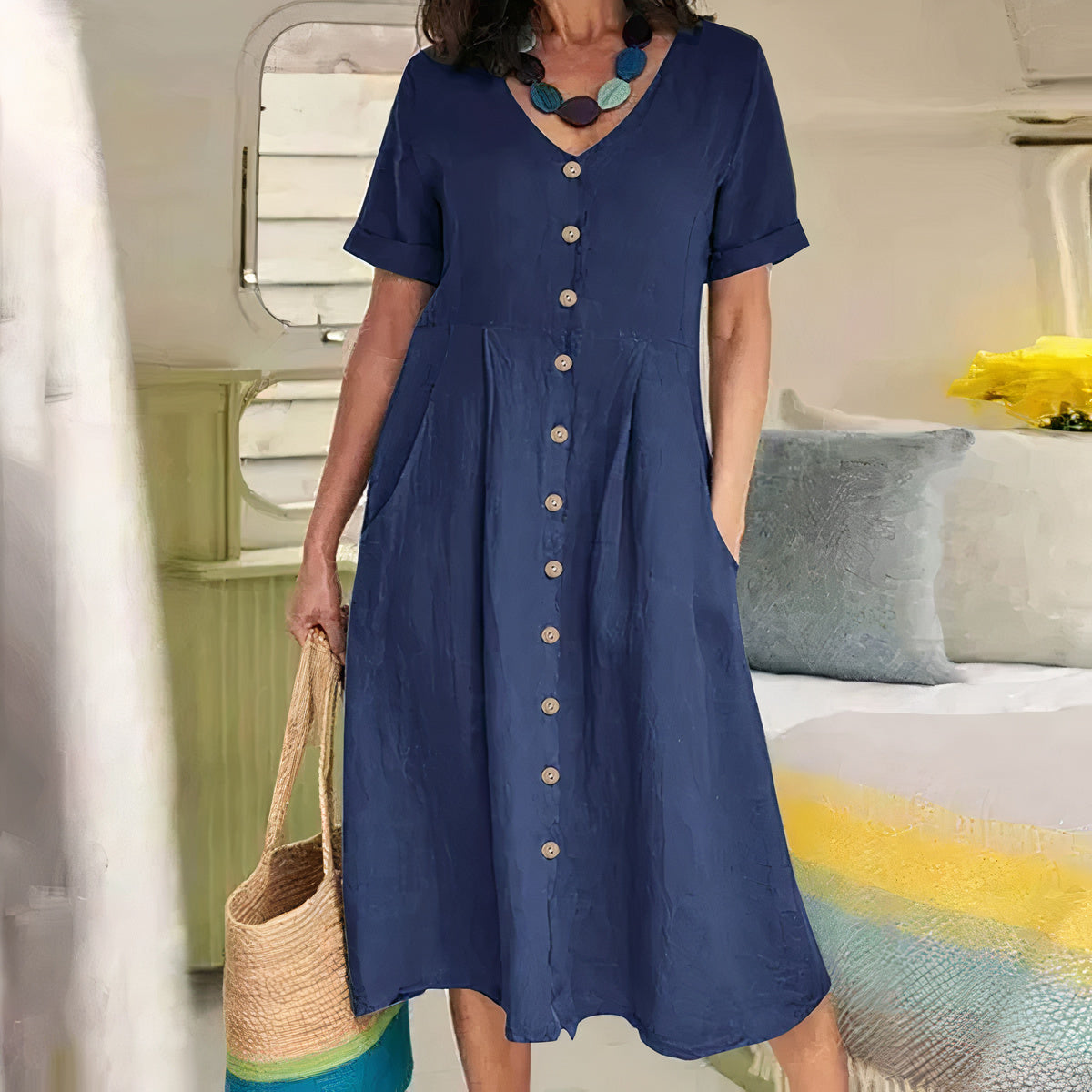 Bella - Maxikleid Mit V-Ausschnitt