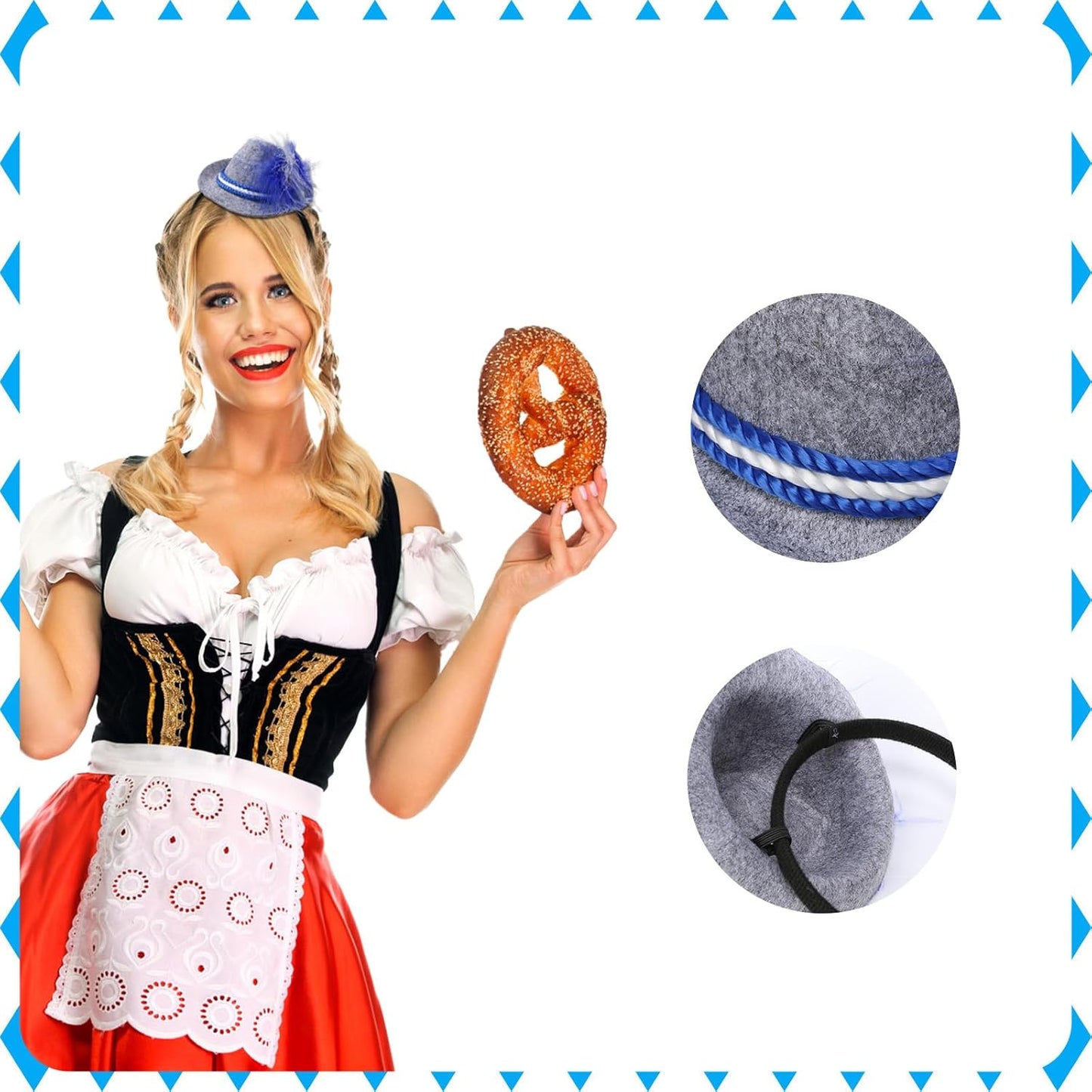 Trachtenhut Haarband aus Filz und Federn – 3er-Set