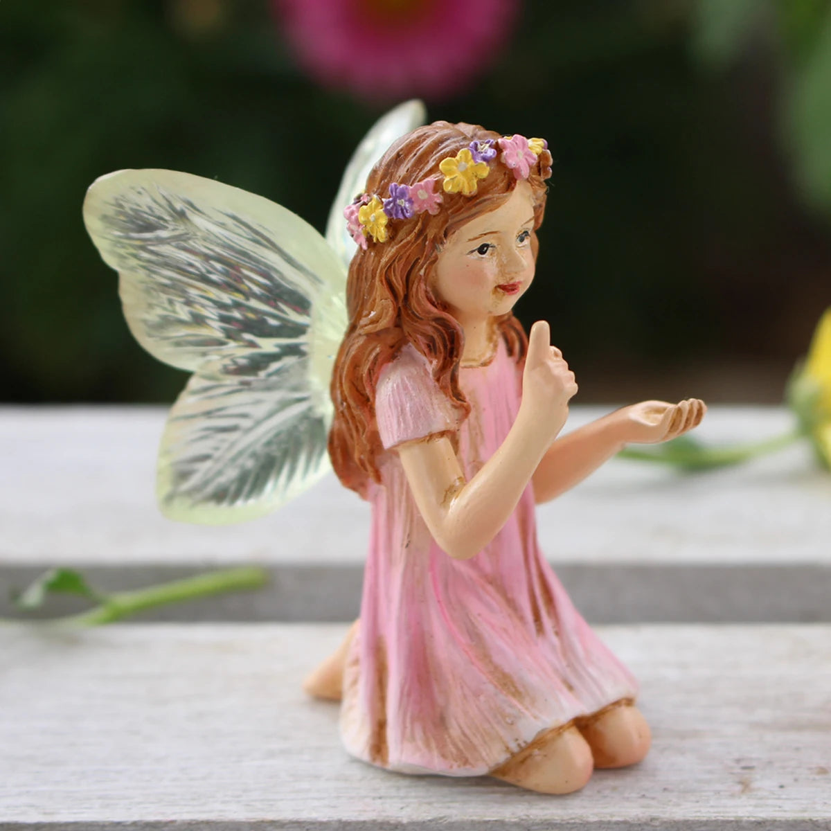 FeenGlanz Gartenzauber Mini Feenfiguren Set mit 2 | Harz Tisch- und Gartendekorationen | Charmante Außenornamente