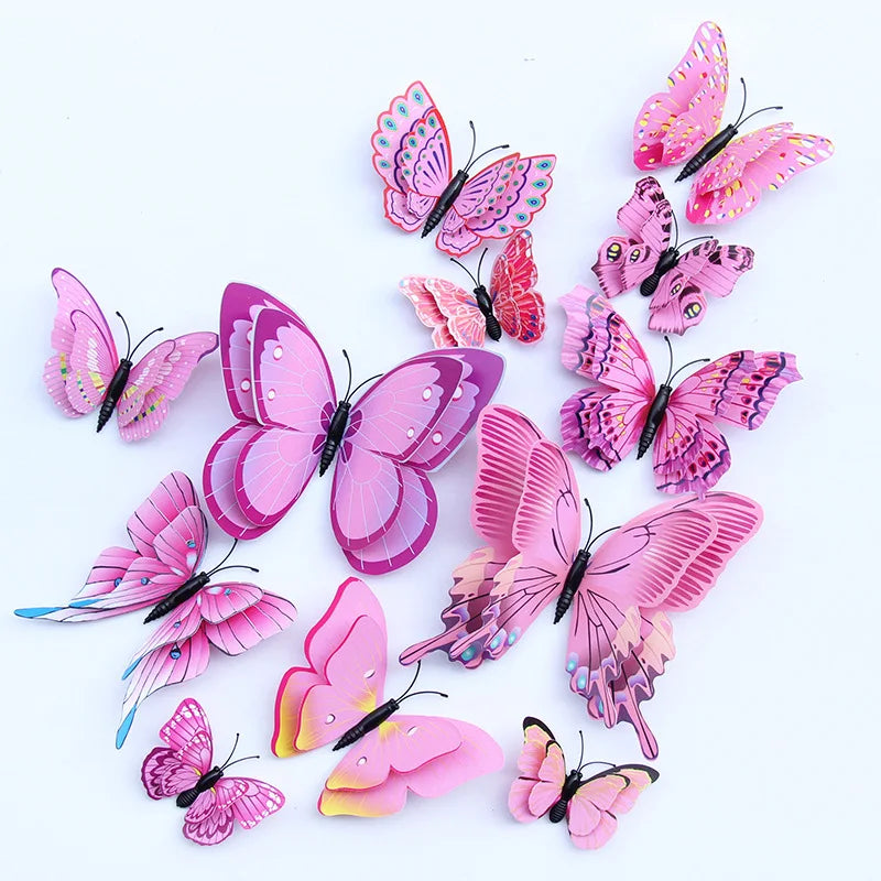 Walloria 3D Schmetterlings-Wandsticker-Set | 12 Stück | Magnetisch & Doppellagig