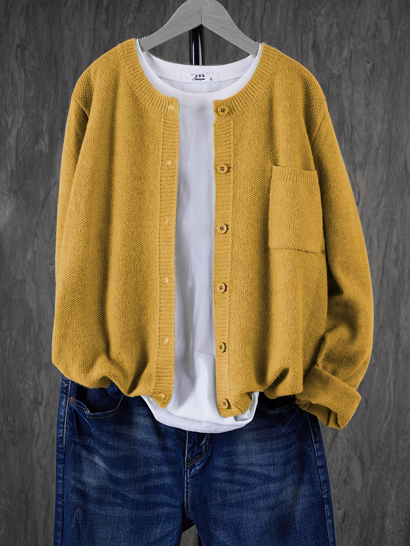 Eugenia | Damen Rundhals-Cardigan mit Knöpfen und Tasche