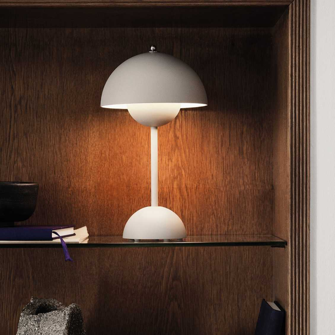 Kabellose LED-Tischlampe | Retro-Pilz-Design | Dimmbar per Touch | LumaShade