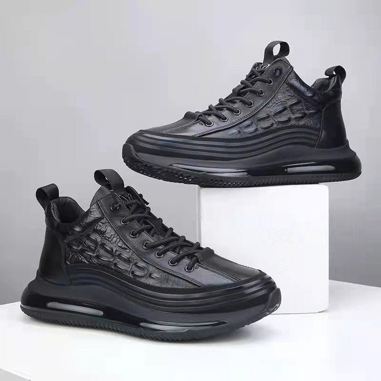 Herren Sneakers mit Krokodil-Prägung und Schnürung