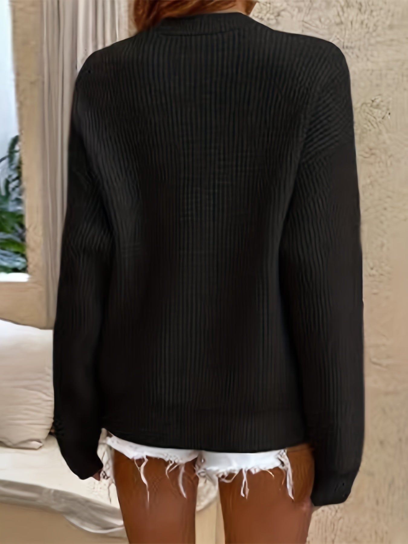 Zeline – Knopfleiste Pullover Mit Langen Ärmeln