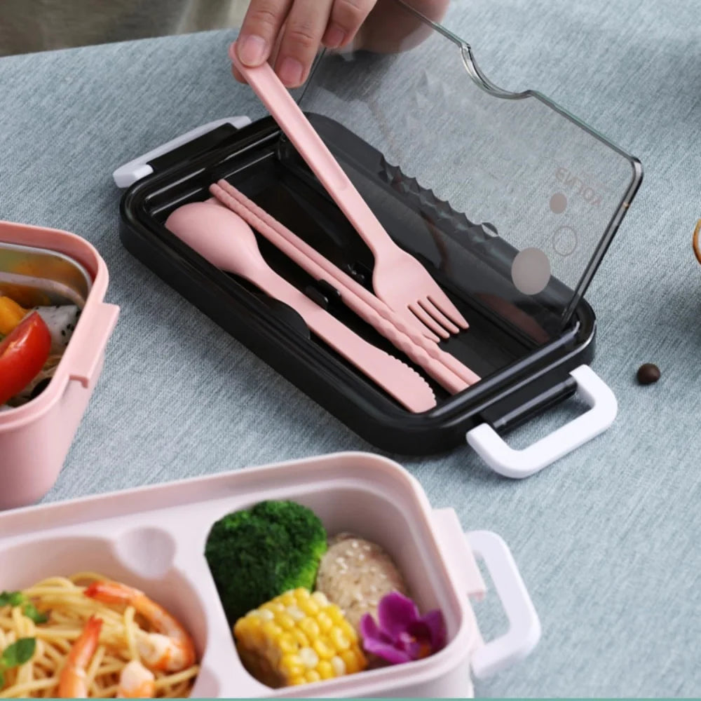 Lunchbox | Gestapelt mit mehreren Fächern | 1.400 ml Fassungsvermögen | Reisegeeignet