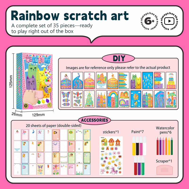 20-teiliges DIY-Regenbogen-Kratzkunst-Set für kreativen Spielspaß