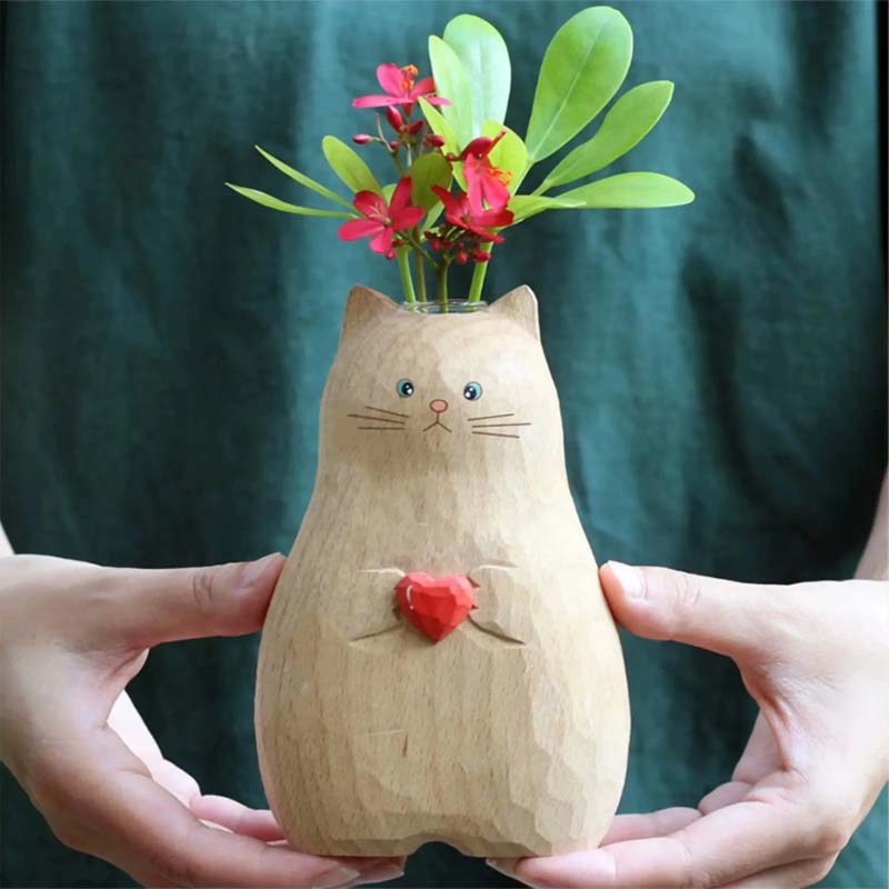 Chonky Cat Vase mit Herz