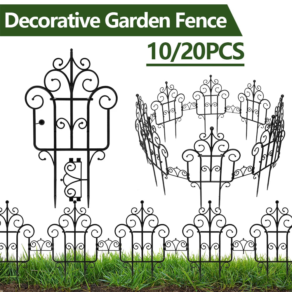 FlexiGarden Kunststoff Dekorativer Gartenzaun | 40 cm Höhe | Faltbar und Vielseitig | Packung mit 10 Stück