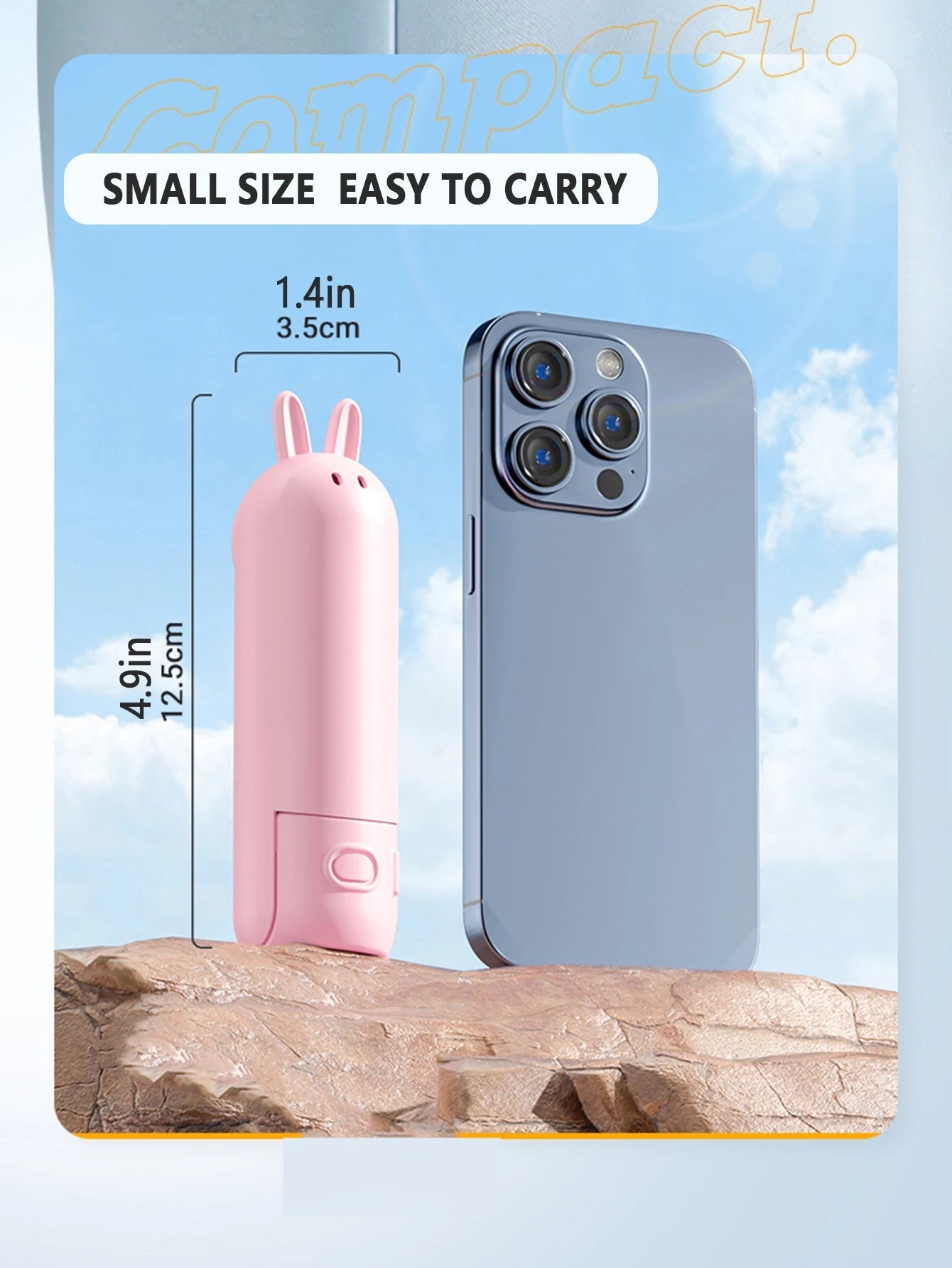BreezeBuddy Mini USB Handventilator | Wiederaufladbarer Tragbarer Tischventilator | Cartoon-Stil | Faltbares und Kompaktes Design