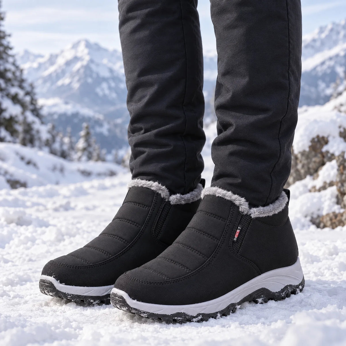 Gefütterte Damen Winterstiefel zum Reinschlüpfen wasserabweisend