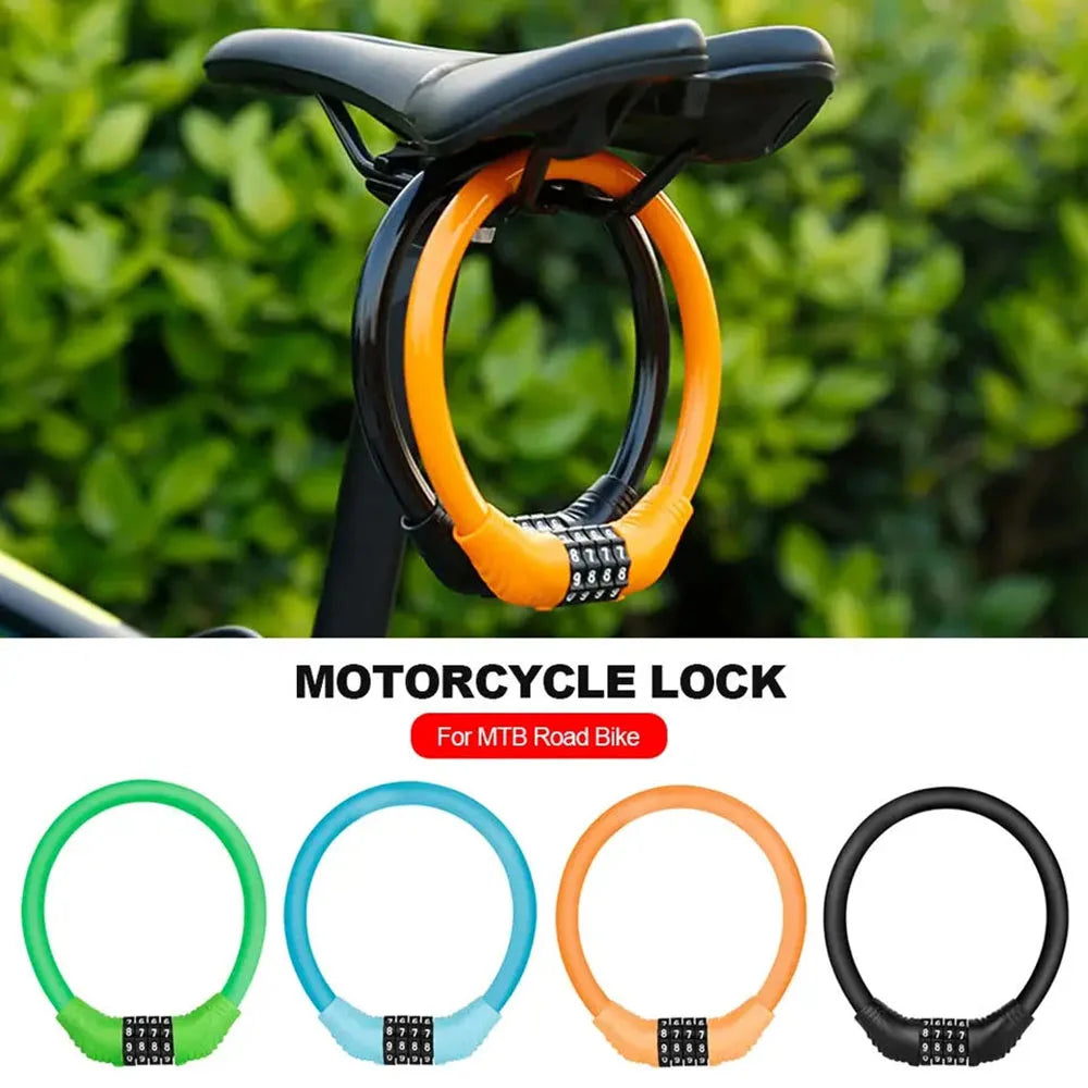VeloCrypta 4-teiliges Fahrradkabelschloss-Set | Edelstahl | 4-stelliger Zahlencode | Länge 10,5–21 cm