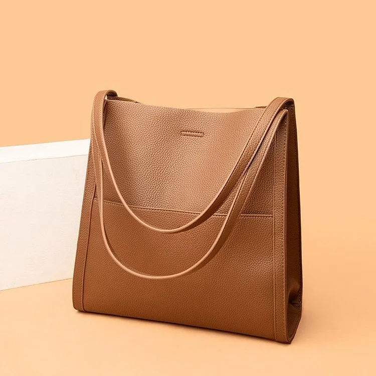 Annarosa – Einfarbige, Schlichte Schultertasche Aus Echtem Leder