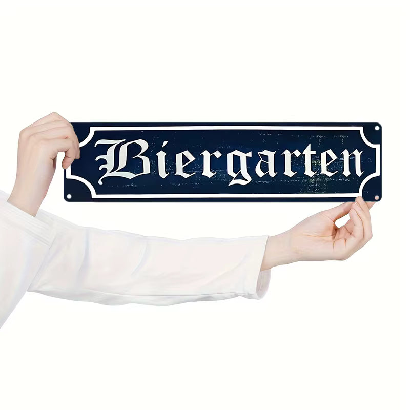 Vintage Bier Wandschild | Gotische Schrift | Aluminium & 10x40cm | Innen-/Außenbereich Dekor