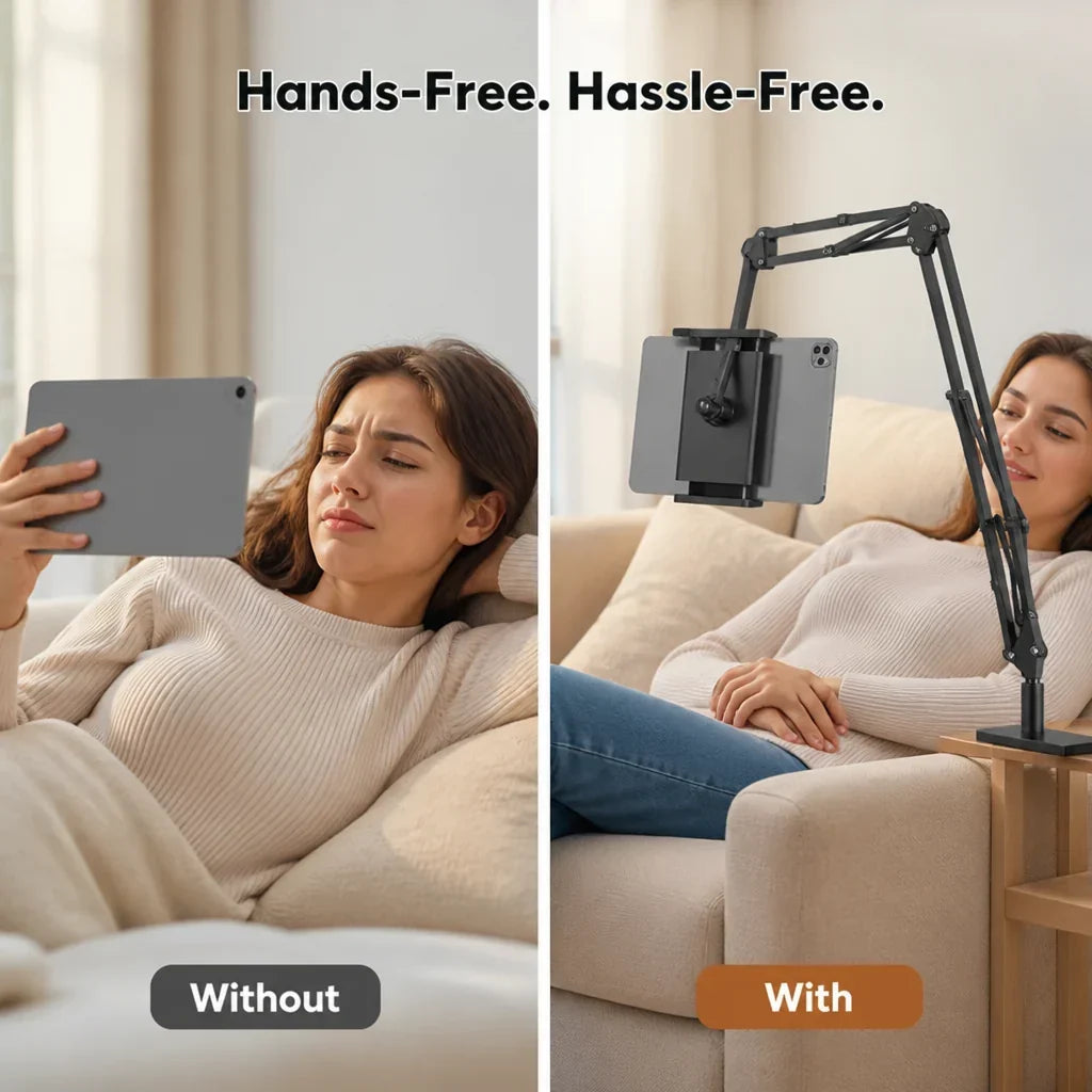 Tablet- und Handyhalter für Möbelspalten – freihändig & verstellbar
