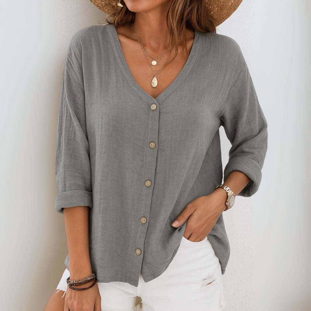 Eirlys – Locker geschnittene Bluse mit Knopfleiste