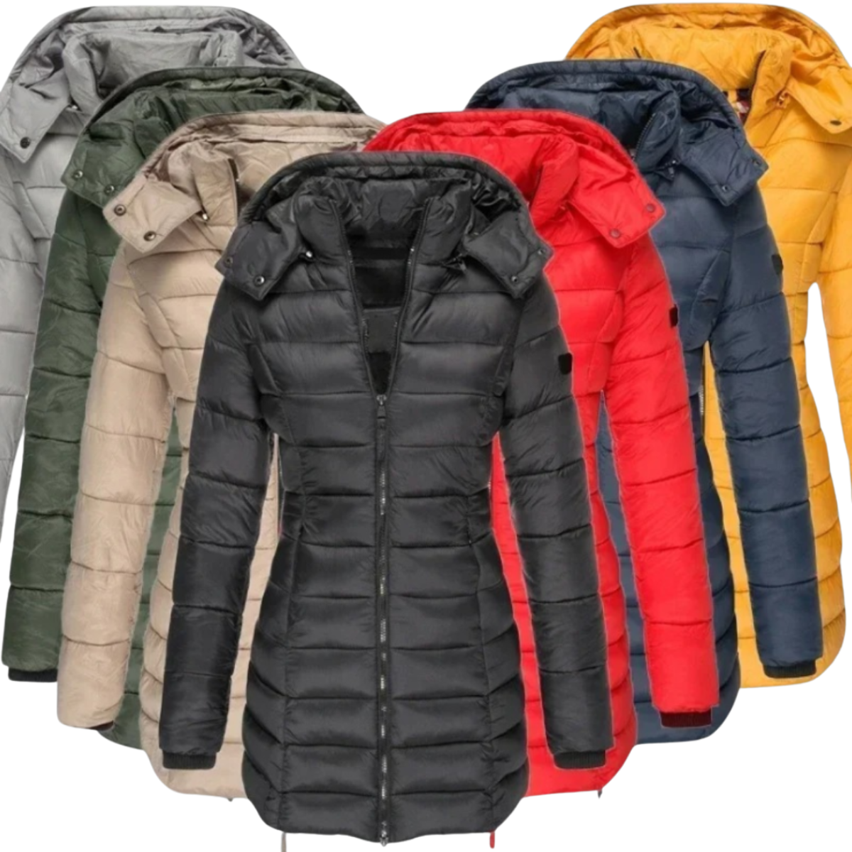 Janet | Lange Slim Fit Pufferjacke
