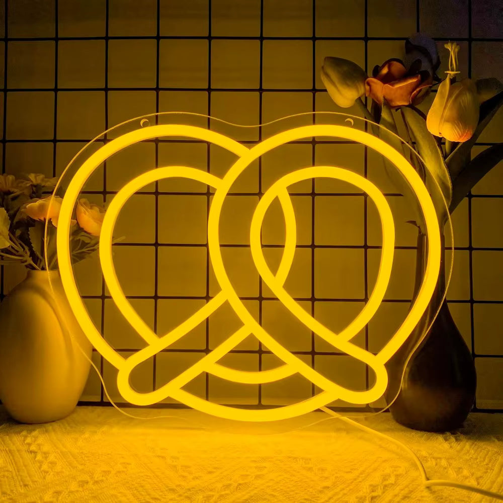 Neon-Wandschild | Brezel-Bäckerei-Design | 33x26 cm | Küche, Café & Partydekoration