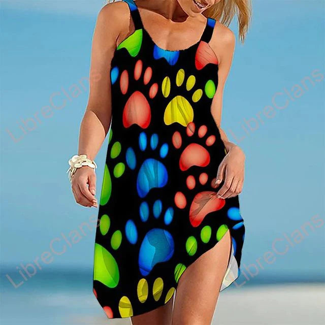 Meike - Damen Kleid mit Pfotenabdrücke [50% Rabatt]