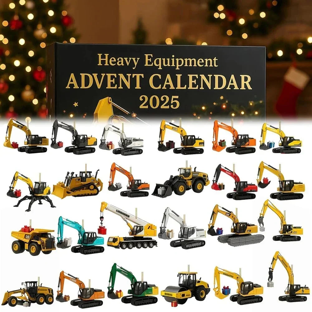 Adventskalender Baumaschinen 2D-Design Kinder mit 24 Entdeckungsfächern