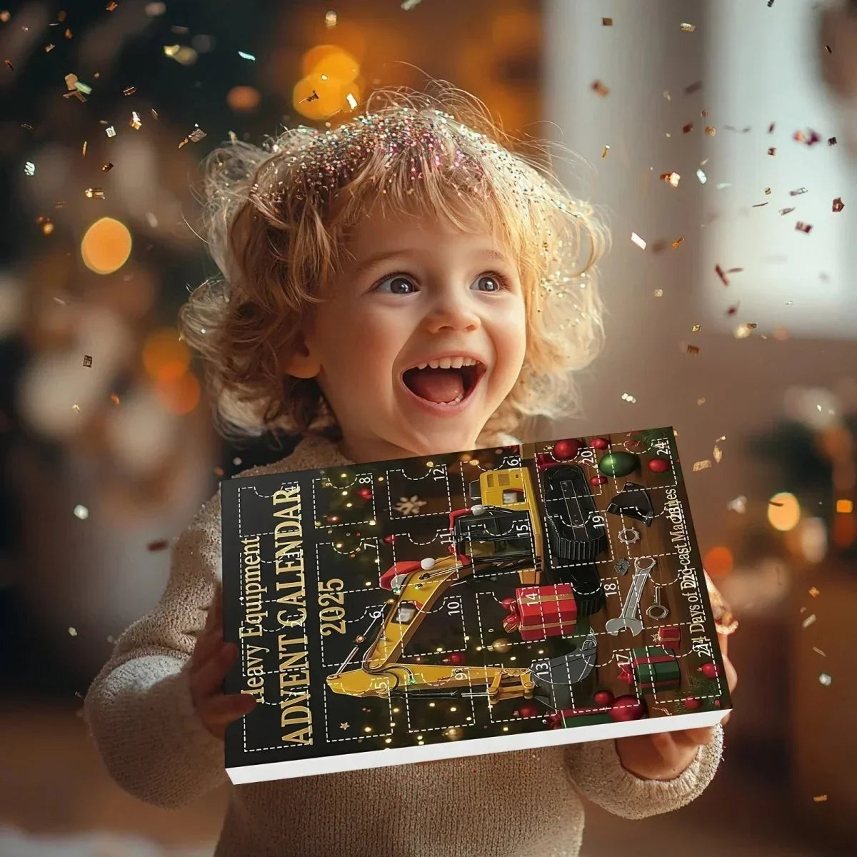 Adventskalender Baumaschinen 2D-Design Kinder mit 24 Entdeckungsfächern