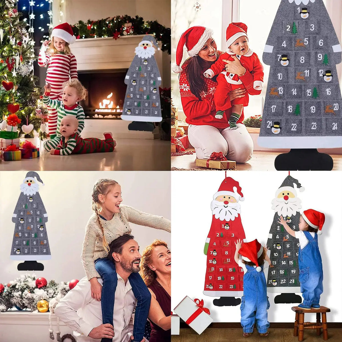 Adventskalender | Weihnachtsmann aus Filz | 24 Fächer