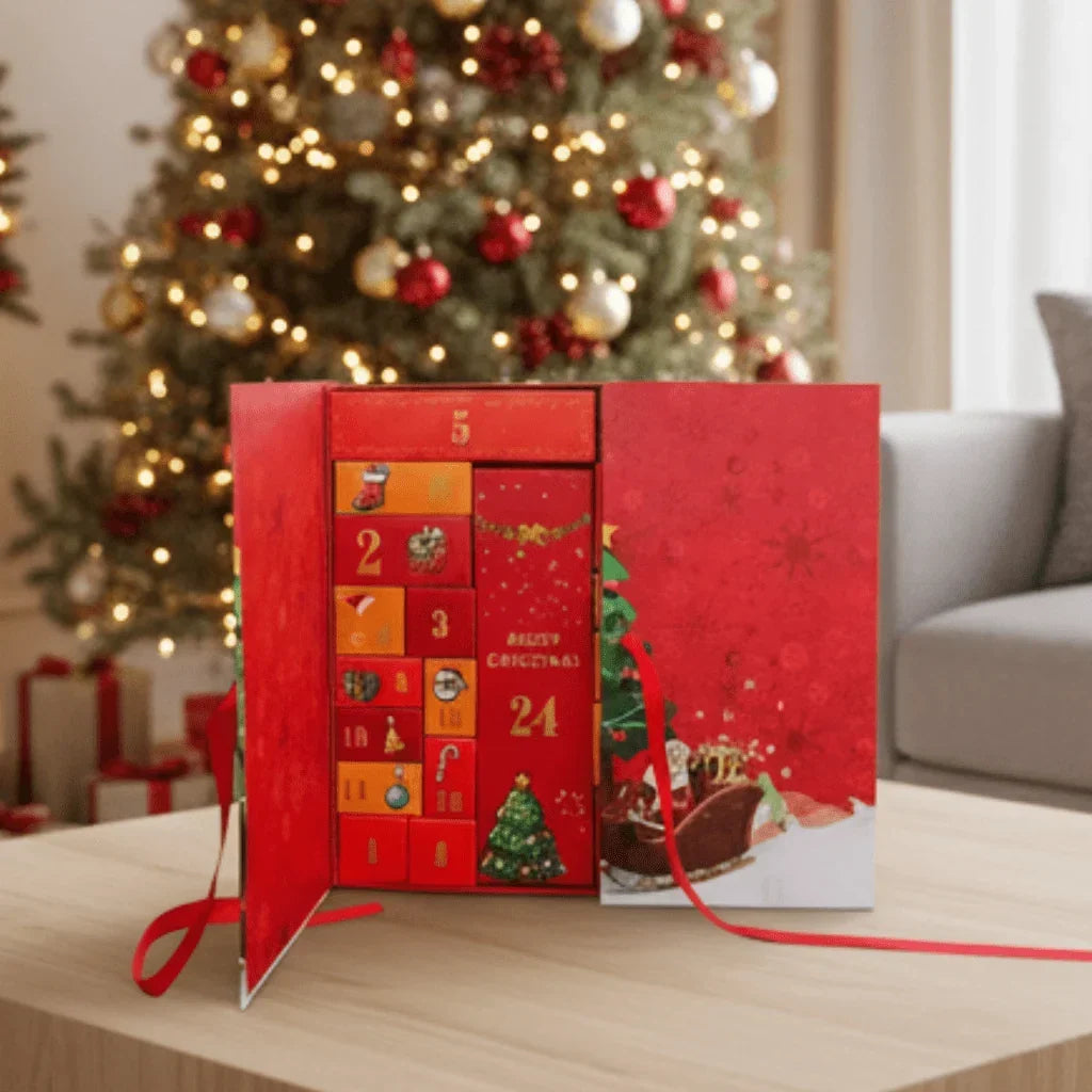 Adventskalender | Weihnachtsmann-Design | 24 Überraschungsfächer