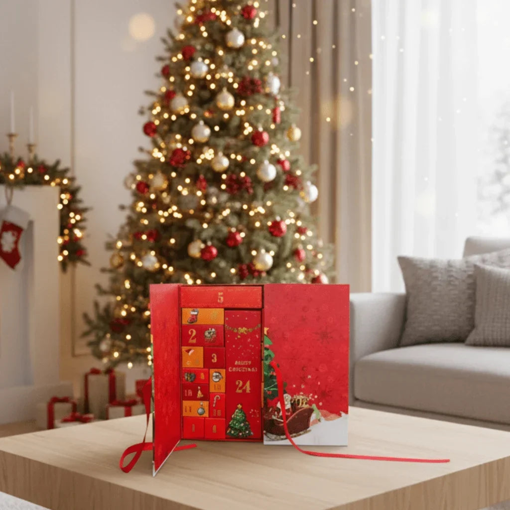 Adventskalender | Weihnachtsmann-Design | 24 Überraschungsfächer
