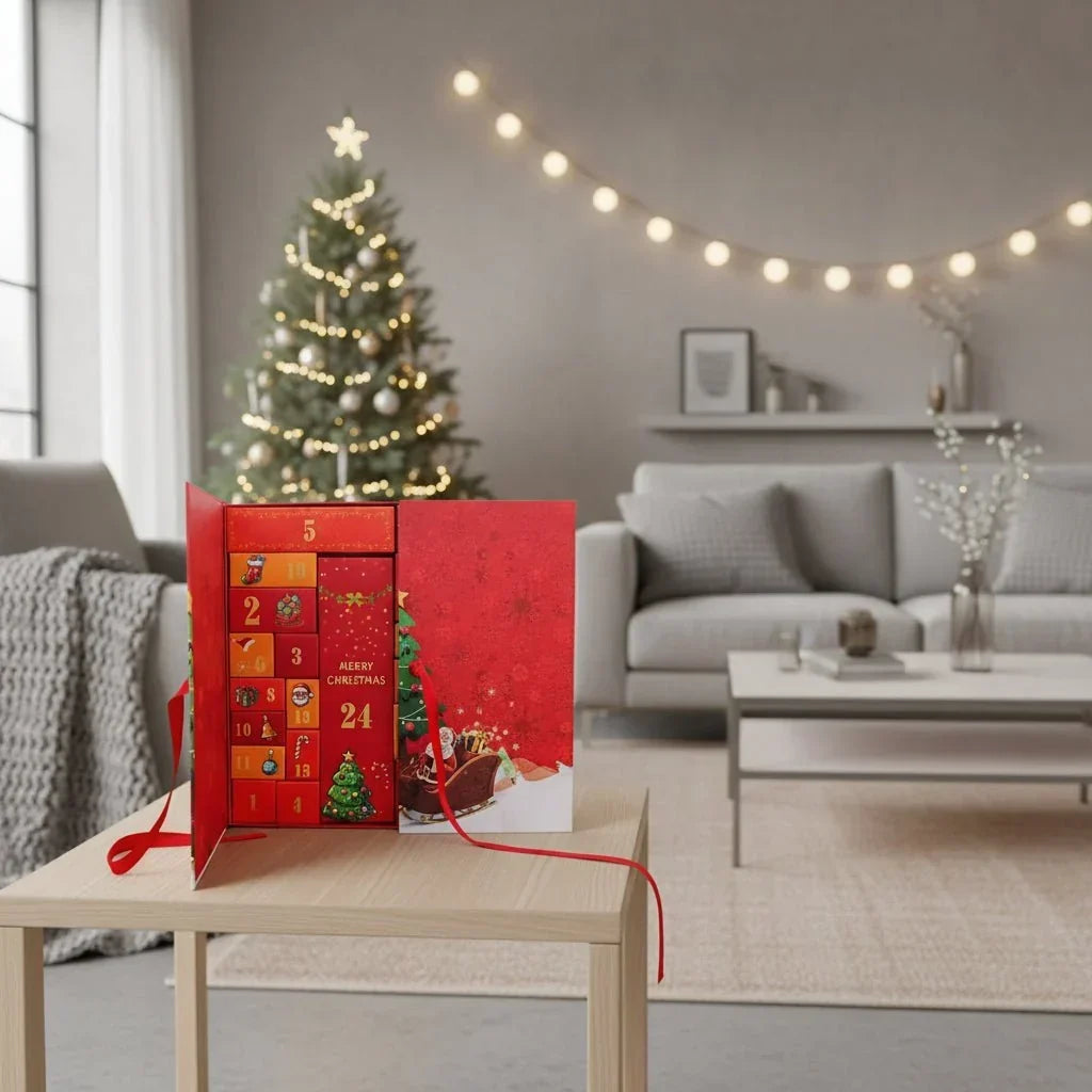 Adventskalender | Weihnachtsmann-Design | 24 Überraschungsfächer
