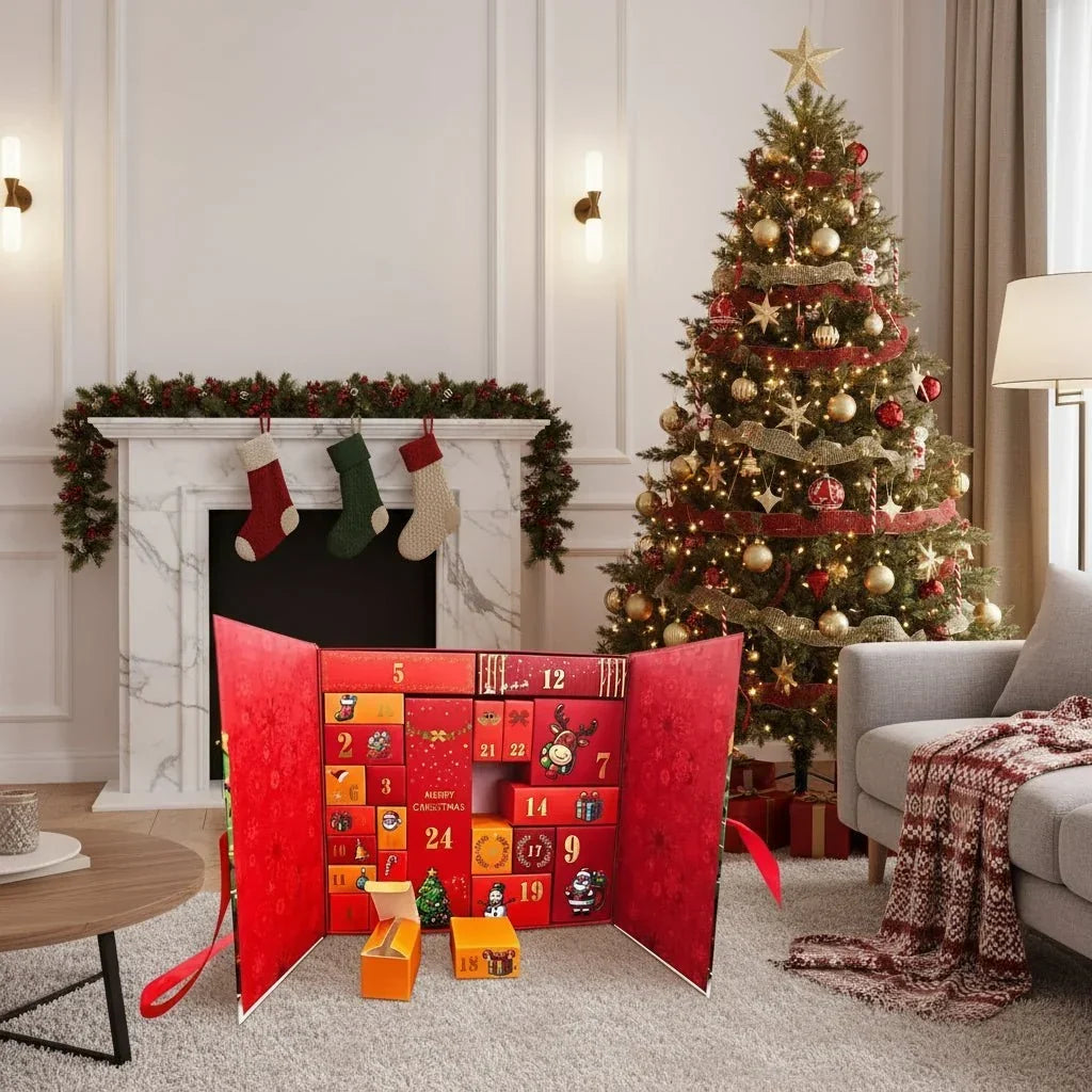Adventskalender | Weihnachtsmann-Design | 24 Überraschungsfächer