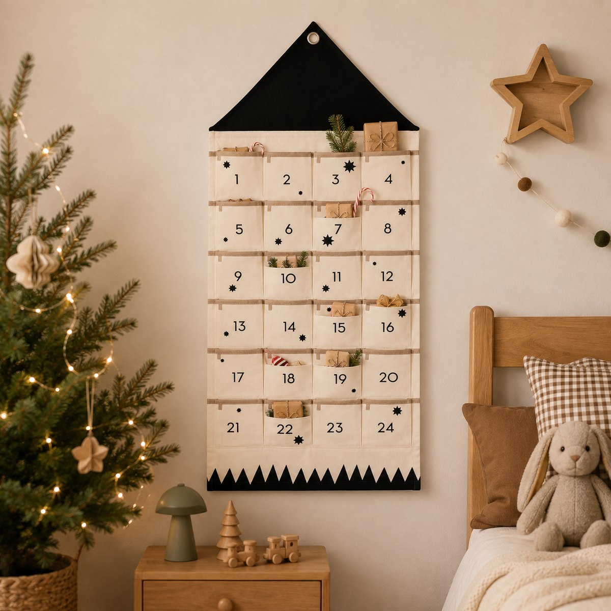 Stoff-Adventskalender | 24 Taschen zum Befüllen | Wiederverwendbar
