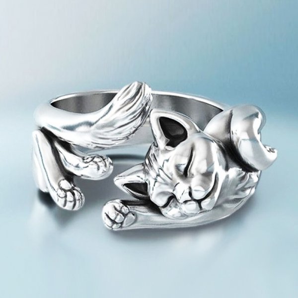 Silber Vintage Katzenring