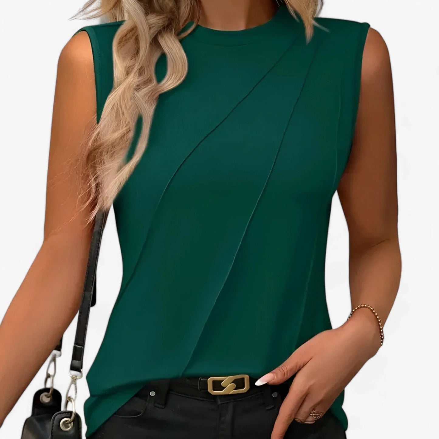 Ärmellose Bluse Damen Strukturierte Oberfläche und Paneel-Details