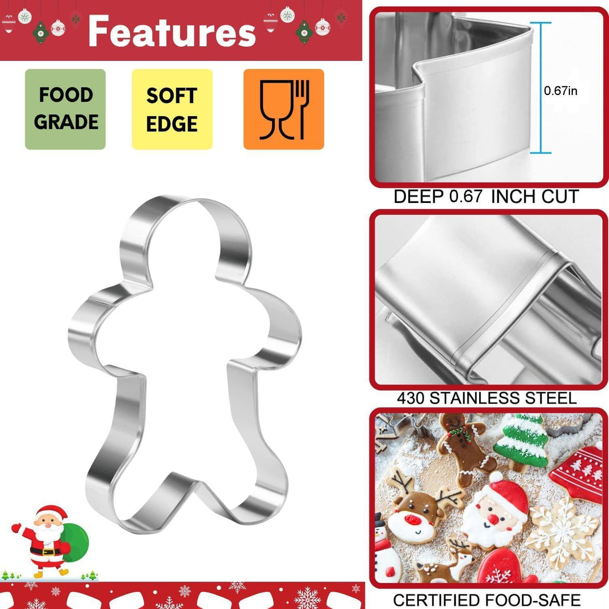 Weihnachts-Ausstechformen 9-teilig aus Edelstahl | Plätzchenausstecher mit 9 Motiven für Kekse, Fondant und kreatives Backen