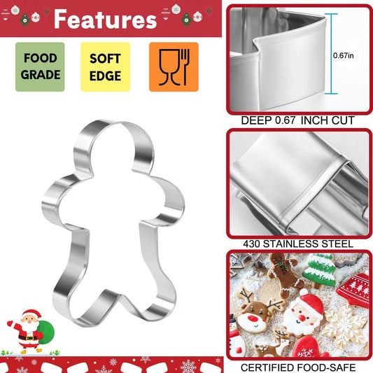 Weihnachts-Ausstechformen 9-teilig aus Edelstahl | Plätzchenausstecher mit 9 Motiven für Kekse, Fondant und kreatives Backen