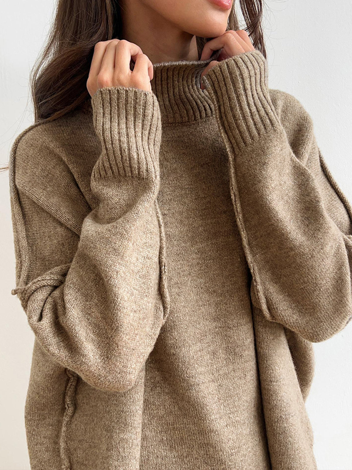 Damen Turtleneck Lounge Set mit Weitbein-Hosen