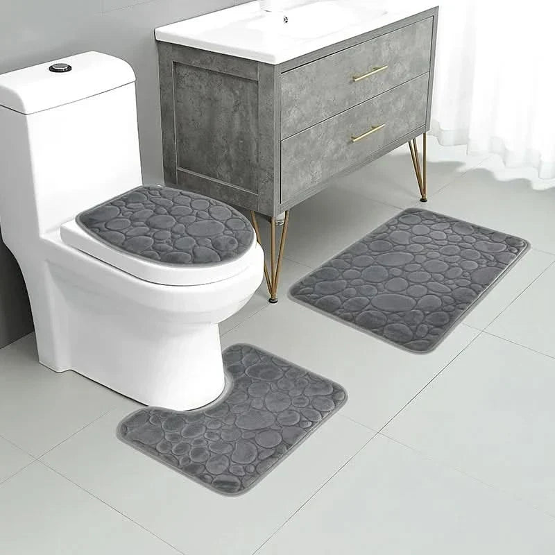 Badezimmer-Matten-Set aus Mikrofaser – rutschfest und saugfähig