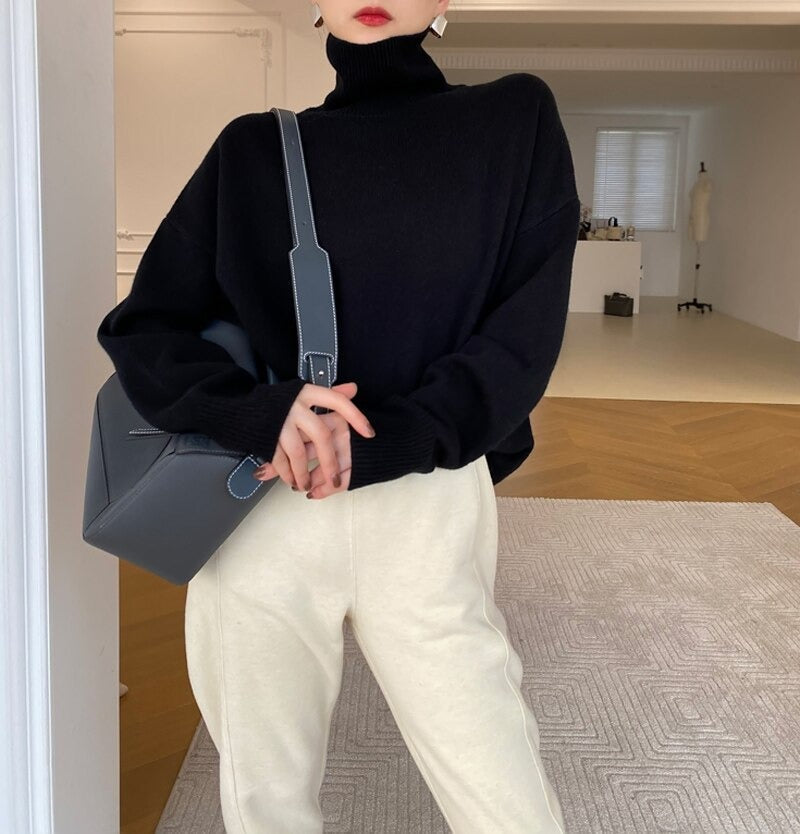 Damen Langarm-Turtleneck-Pullover