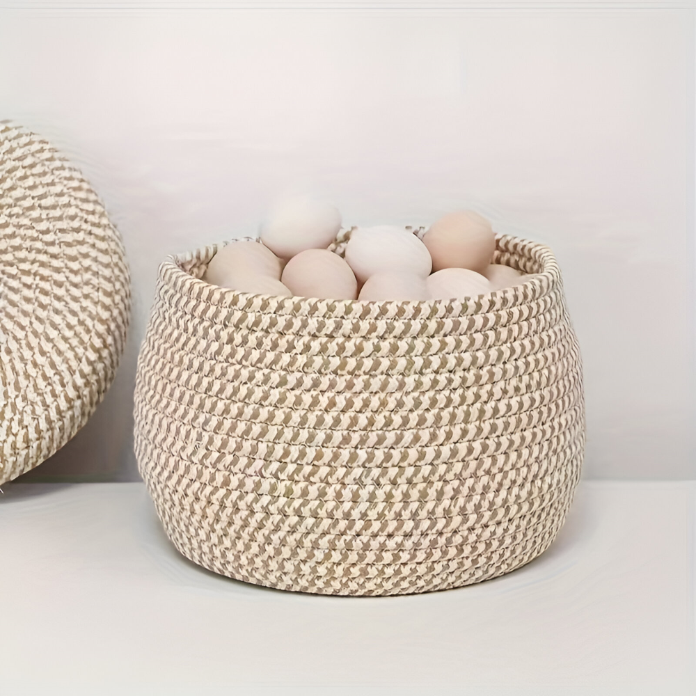 Gewebter Aufbewahrungskorb | Runder Aufbewahrungskorb | Handgewebte Boho | CasaWeave