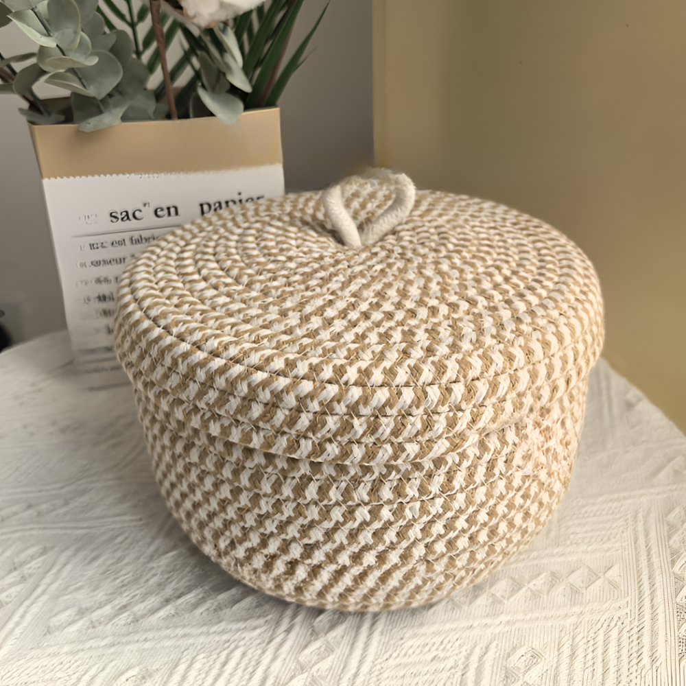 Gewebter Aufbewahrungskorb | Runder Aufbewahrungskorb | Handgewebte Boho | CasaWeave