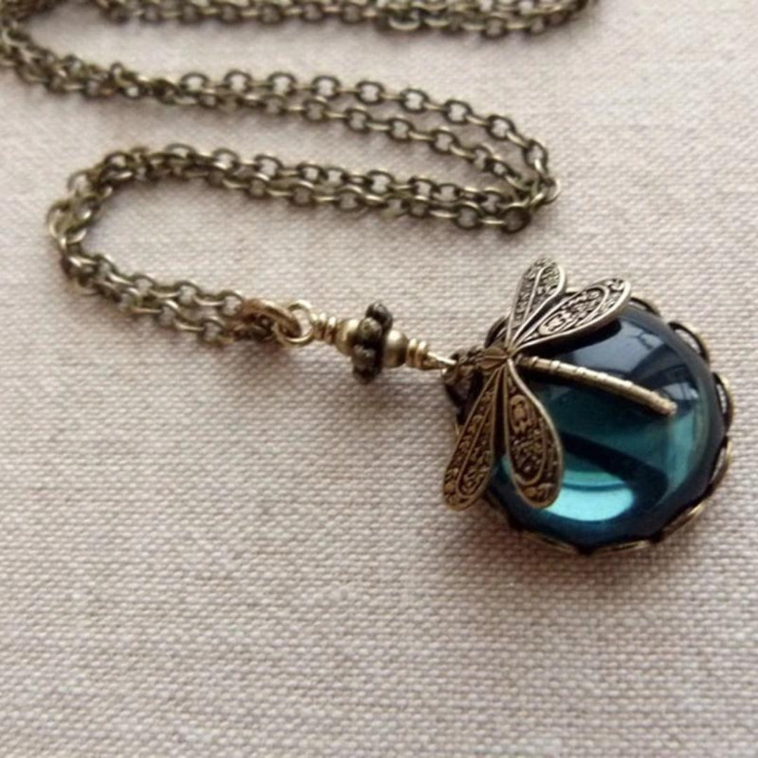 Wunderschöne Vintage Libellen-Halskette mit Bonus-Ohrringen – Zeitlich begrenztes Angebot