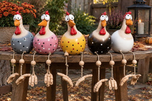 Herbstdeko Huhn – wetterfeste Gartenfigur für Garten & Balkon