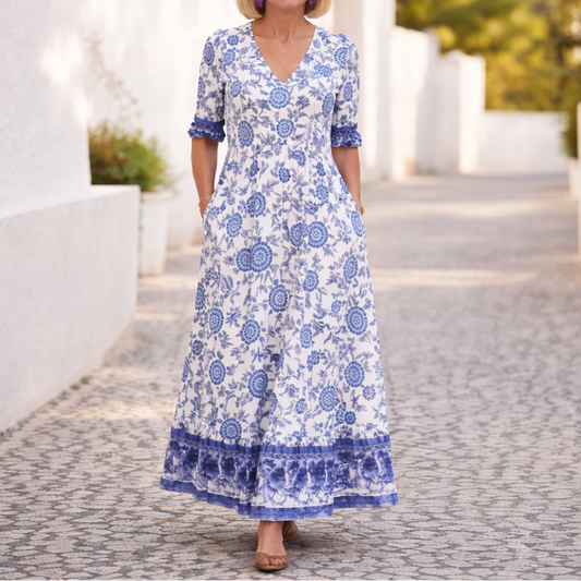 Elly - Elegantes Blumenkleid mit einem lässigen Flair